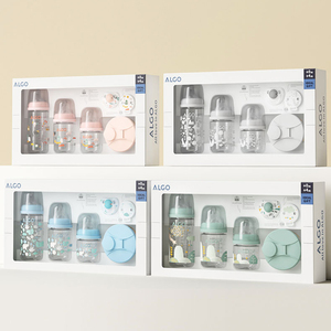 Ensemble cadeau pour nouveau-né ALGO de haute qualité, <span class=keywords><strong>biberon</strong></span> sans BPA, sucette douce, conteneur pour lait en poudre pour bébé à 3 compartiments, pour 0-12 mois - Product Image 6