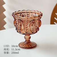 Gobelet à dessert en verre cristal réutilisable de 210 ml, design vintage rétro de luxe, pour yaourt, fruits, pouding, décoration de mariage