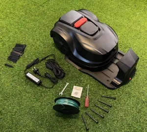 grass cutting robot large lawn Patented cutting height adjustment Emergency switch Alarm function Manages Rough