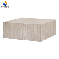 Table basse en marbre travertin beige naturel au design moderne, personnalisée pour la décoration du salon à la maison, pour villa