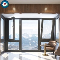 Ventanas de Aluminio Abatibles y Giratorias, Fabricante, Color y Tamaño Personalizados, Doble Vidrio Templado Resistente al Calor para Casa
