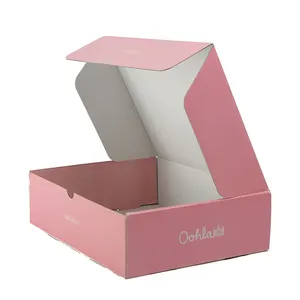 사용자 정의 로고 작은 흰색 블랙 핑크 크래프트 골판지 선물 패키지 보석 포장 종이 배송 상자