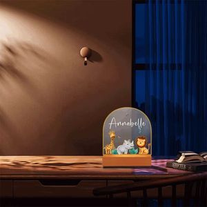 Không dây LED Đèn hiển thị cơ sở bằng gỗ LED đèn cơ sở USB Cáp chuyển đổi hiện đại ánh sáng ban đêm Acrylic 3D đêm đèn lắp ráp cơ sở - Product Image 4