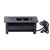 Prise de courant de bureau escamotable manuelle avec 2 prises CA et 2 chargeurs USB avec interrupteur pour bureau et salle de réunion