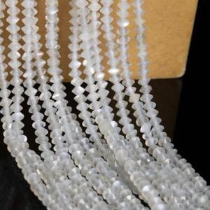 3.5mm-4mm Natural White Moonstone Faceted Rondelle Beads Wholesale Price AAA Quality Moonstone Beaded Necklace Jewelry At Sale - Product Image 2
