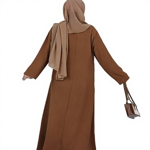 Women Modest <b>Abaya</b> Long Sleeve Hooded Floor Length Solid Color Lightweight Loose Fit Daily Wear Middle East Style - Product Image 1
