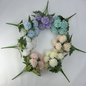 Prix d'usine – Bouquet de 7 chrysanthèmes pompon en soie artificielle pour mariage, cimetière, funérailles, tombes - Product Image 1