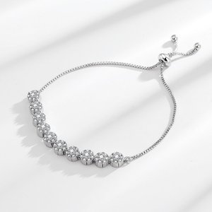 Live Stream Hot Bán Tinh Tế Zircon Bạc Vòng Đeo Tay Nữ Đơn Giản Kéo Chuỗi Vòng Đeo Tay Có Thể Điều Chỉnh - Product Image 4