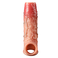 Manchon réaliste en silicone liquide, godemiché côtelé, extenseur vibrant électrique creux et portable, résistant à l'eau, pour retarder l'éjaculation