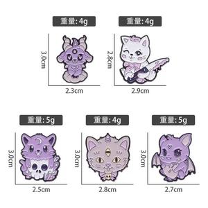 Grosir lencana Pin lucu kucing ungu gaya bros Harga murah lembut Enamel Pin kerah untuk dekorasi - Product Image 5