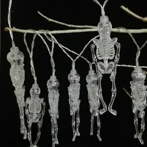 Cadena de luz de esqueleto de Halloween, decoración de Ambiente de Festival de fantasmas, habitación embrujada de terror, cadena de luz de fantasmas