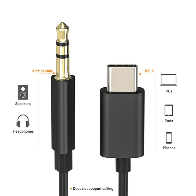 Customized Audio Chip Aux Audio Cable for Type C to 3.5mm Jack Car Adapter Audio Cable Speaker Microphone