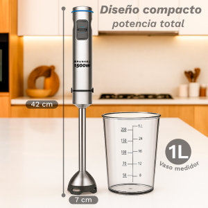 Frullatore a immersione Grunkel 1500W con funzione Turbo e bicchiere da 800 ml per frullati e puree - Product Image 2