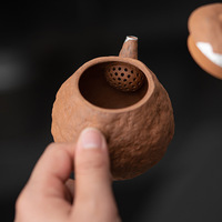 Théière en argile chinoise Wabi Sabi, style Zen, texturée pierre rustique, non émaillée, en sable grossier, façonnée à la main, pour rituel du thé en feuilles.