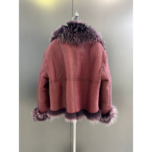 Nuovo <span class=keywords><strong>Cappotto</strong></span> Donna Autunno Inverno 2025, Lussuoso Stile Francese, Elegante Sfumatura <span class=keywords><strong>Fucsia</strong></span>, Chic con Cintura, Risvolto, Corto in Pelliccia Shearling - Product Image 2