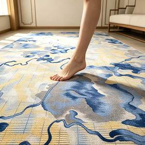 Alfombra Comercial de Nailon con Diseño Abstracto Azul y Amarillo de Montaña para Hoteles, Alfombras para Sala de Estar, Tapetes Grandes para Sala de Estar - Product Image 2