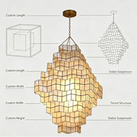 Lustre moderne sur mesure en albâtre, grand et carré, design empilé, lampe suspendue pour hall d'hôtel, réception, villa