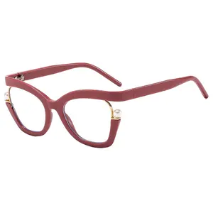 modische perlen-designer-rot-blaulichtfilter-computer-brille anti-blaulicht-blockierbrille für frauen
