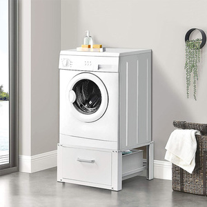 Meuble de rangement blanc <span class=keywords><strong>pour</strong></span> <span class=keywords><strong>machine</strong></span> <span class=keywords><strong>à</strong></span> <span class=keywords><strong>laver</strong></span>, <span class=keywords><strong>socle</strong></span> de buanderie <span class=keywords><strong>avec</strong></span> <span class=keywords><strong>tiroir</strong></span> de rangement <span class=keywords><strong>pour</strong></span> support de lave-linge et sèche-linge - Product Image 3