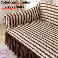 Housse de canapé jacquard extensible et protectrice pour salon, grandes tailles, nouvelle collection, pour canapés modernes et fauteuils, modèle 3 3 1 1 Solid Skirt