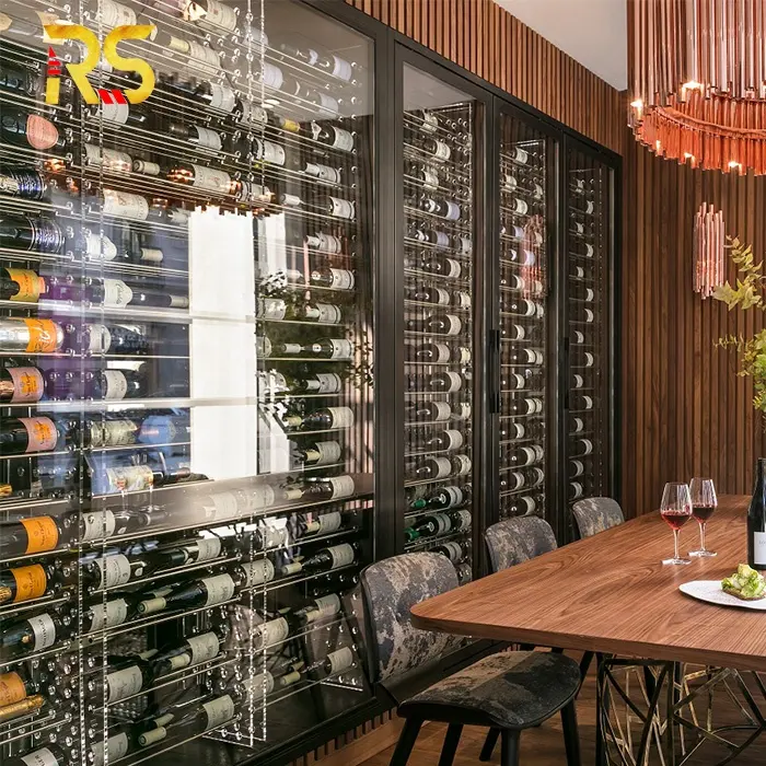 Hôtel moderne en acier inoxydable refroidisseur de vin restaurant whisky casier à vin affichage salon bar à vin armoire pour la maison