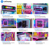 Machine à griffes d'arcade en acier inoxydable et acrylique, design Ciel Coloré, avec interface japonaise/anglaise, pour peluches, 110/220V, usage intérieur