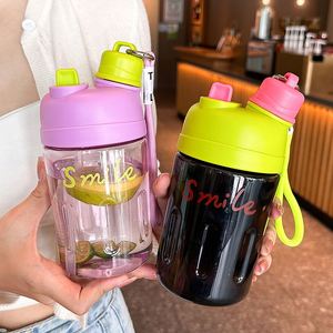 ขวดน้ำหลอดดูดป้องกันการตกแบบพกพาขนาด 550 มล. สำหรับกิจกรรมกลางแจ้ง - ถ้วยหลอดดูดน้ำสองชั้น - Product Image 6