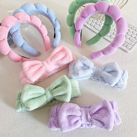 Weiches, flauschiges Spa-Stirnband- und Armband-Set, Korallenfleece-Haarband mit Schleife zum Waschen des Gesichts, für Make-up und Hautpflege, individuelle Anpassung möglich