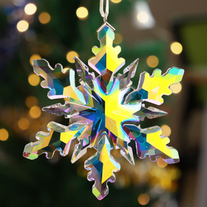 2024 NEW Design 4" Clear Snowflake Ornaments Crystal Christmas Ornaments Christmas Tree Ornaments Hanging Snowflake Decorations - Product Image 4