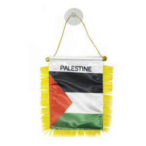 Mini Banderines de Doble Cara con Borlas de 10*15cm, Diseño Personalizado con Imagen de la Bandera Palestina, Ventosa para Uso Comercial - Product Image 1