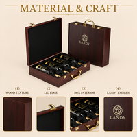 Boîte cadeau en bois rectangulaire de luxe gravée pour 4 bouteilles de vin avec poignée, emballage haut de gamme en placage MDF pour cadeaux d'affaires et de fêtes