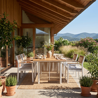 Ensemble de jardin minimaliste pour l'extérieur, table et chaises modernes en alliage d'aluminium résistant aux intempéries pour terrasse et patio