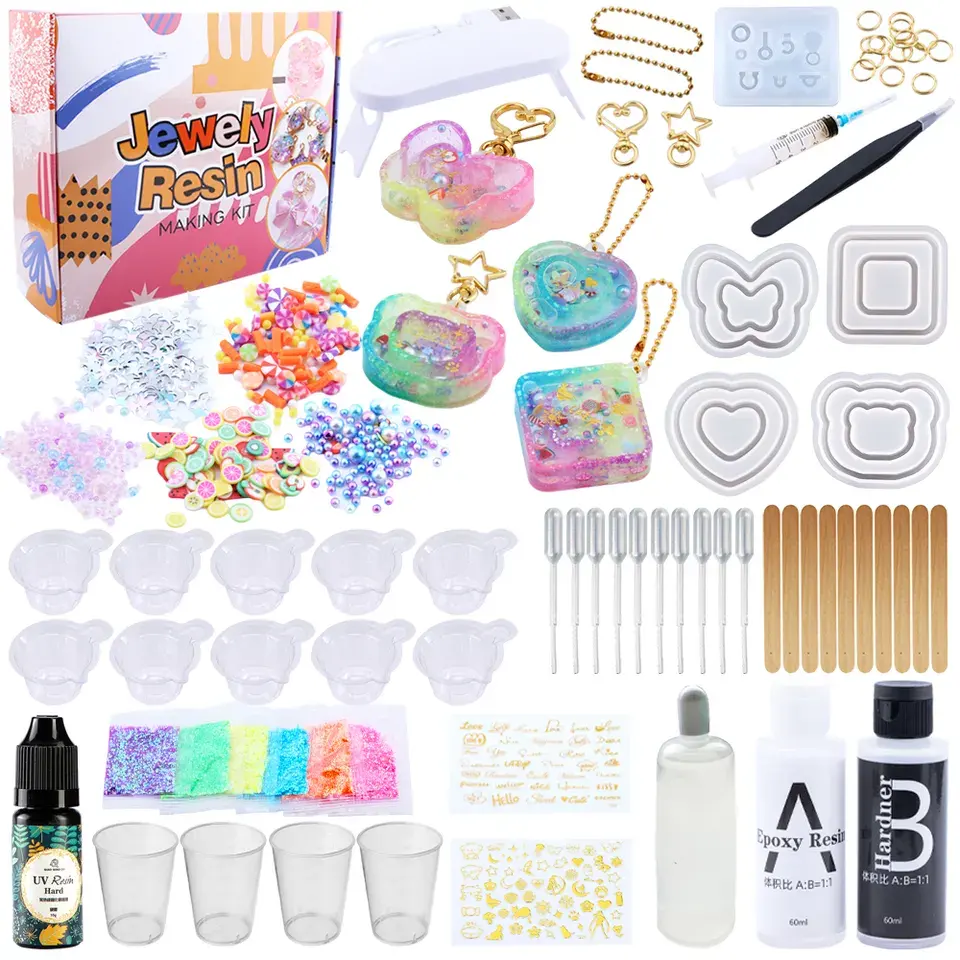 DIY Jewelry Making Supplies Epoxy Resin Begginers Kit , Double layer quicksand oil epoxy resin kit for beginners