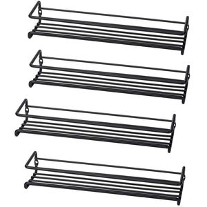 Cucina Set di 4 Black Wall Mounted Montaggio Barattolo di <span class=keywords><strong>Spezie</strong></span> Rack Organizer Metallo Appeso Supporto per <span class=keywords><strong>Porta</strong></span> Dell'armadio - Product Image 1