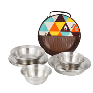 Ensemble de vaisselle en acier inoxydable 16 pièces, vaisselle de camping en plein air, ensemble de plats et de bols portables - Product Image 5