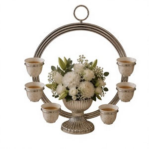 Elegante Supporto in Metallo Argentato per Tazze da Tè e Caffè con Centrotavola Floreale, Espositore Decorativo da Tavolo per Ramadan - Product Image 1