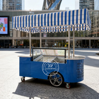 Chariot de présentation mobile pour gelato avec congélateur, vitrine à crème glacée, chariot de vente ambulant pour bâtonnets glacés, idéal pour les entreprises de restauration de rue