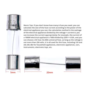 100 miếng cầu chì thủy tinh 5x20mm liên kết 10 loại hỗn hợp 0,2a ~ 15A kết hợp 100% cầu chì & cầu chì trong 1 hộp - Product Image 4