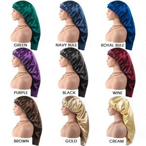 Custom Silk <b>Extra</b> <b>Large</b> Long Satin Bonnet for Curly Hair Stay on All Night With Tie Band Loop Button Promotion Gift - Product Image 4