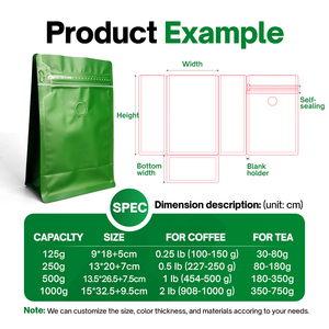 Sachet de café à fond plat en gros d'usine, imprimé sur mesure, en aluminium alimentaire avec fermeture éclair facile à ouvrir - Product Image 2