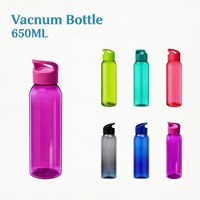 Botella Deportiva de Plástico de 650 ml (22 oz) Libre de BPA, Boca Pequeña con Asa Deportiva y Tapa, Portátil para Estudiantes, Logotipo y Color Personalizables