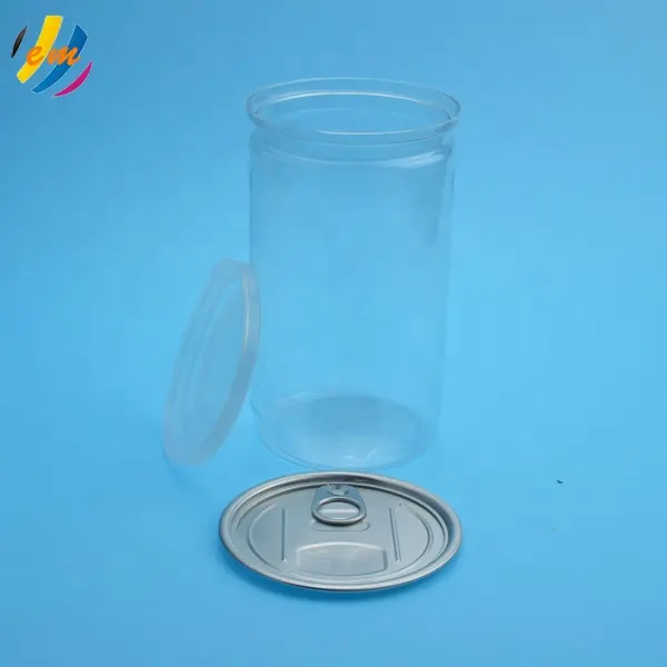 Latas de plástico redondas de fácil apertura con tapa pop, grado alimenticio, 700ml