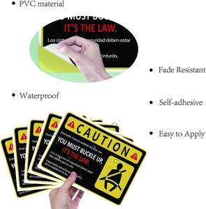 Ceinture de sécurité Panneau d'avertissement Les <span class=keywords><strong>ceintures</strong></span> de sécurité doivent être disponibles pour votre usage Doit boucler sa loi Autocollant en vinyle adhésif étanche - Product Image 3