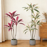 Arrangement en pot de Cordyline Ti artificielle arc-en-ciel de qualité supérieure, plante tropicale artificielle pour décoration intérieure et aménagement paysager