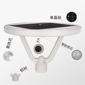 ไฟสวนพลังงานแสงอาทิตย์ 30W 50W LED สำหรับภายนอกอาคาร แบบตั้งพื้น ใช้เซลล์แสงอาทิตย์แบบโมโนไซริสเตอร์ กันน้ำ - Product Image 5