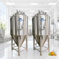 Fermenteur de bière à double enveloppe Tonsen grande capacité 2000L 5000L 10000L, cuve de fermentation conique pour ligne de production de brasserie