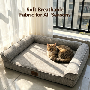 Cama Ortopédica para Perros, Tipo Sofá, Forma Semicircular, Espuma Viscoelástica con Fondo Impermeable para Mascotas Mayores - Product Image 2