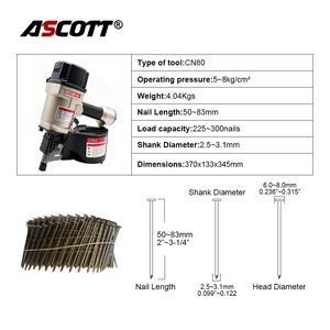 ปืนยิงตะปูลม ASCOTT CE CN80 สำหรับงานอุตสาหกรรมและงาน DIY พร้อมการรับประกัน 1 ปี ตัวเครื่องทำจากอะลูมิเนียม รองรับตะปูขนาด 2"-2 1/4" - Product Image 3