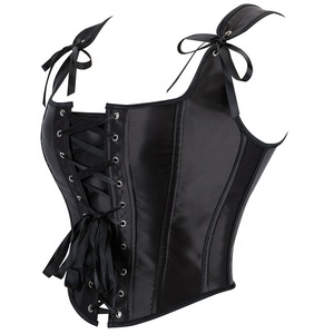 Disponible hasta la talla 2XL, Corsé Gótico Negro Satinado con Tirantes, Soporte para el Busto, Efecto Push-Up y Ajuste Delgado, Estilo Dulce y Moderno, Ideal como Prenda Exterior - Product Image 3