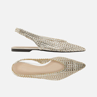 Chaussures plates de luxe pour femmes en cuir à bout pointu, à bride arrière, antidérapantes, légères, respirantes, avec semelle intermédiaire en bois, pour le bureau, printemps, automne, été